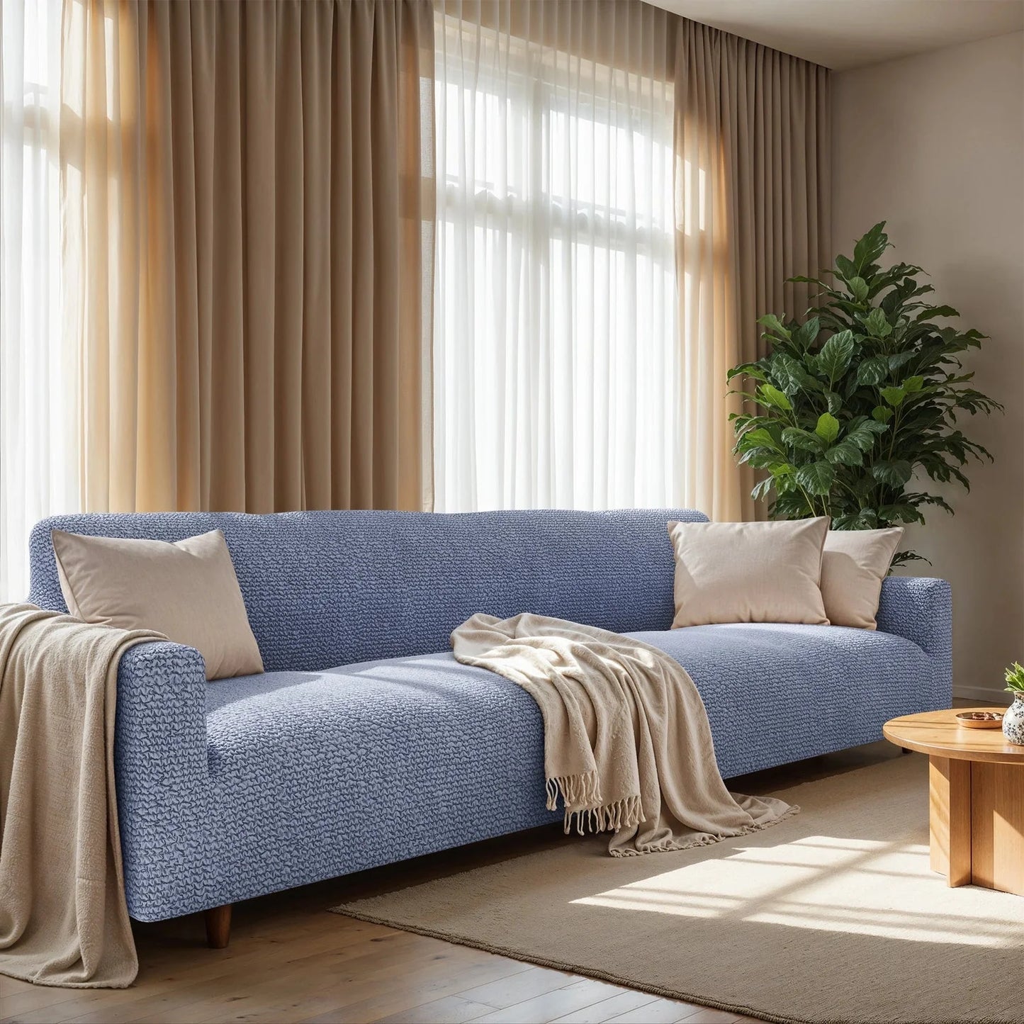 4 Seater Sofa Cover - Blue, Microfibra Collection