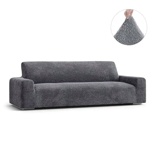 4 Seater Sofa Cover - Grey, Velvet