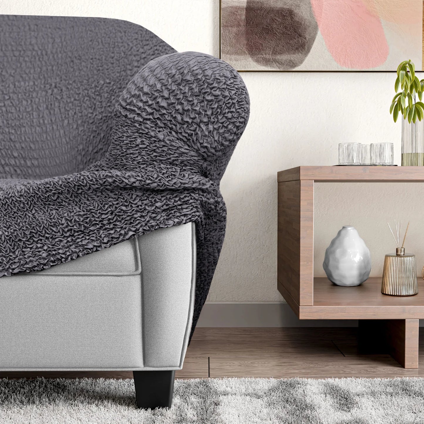 Housse de canapé d'angle - Anthracite, Microfibre