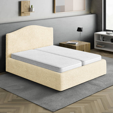Bed Headboard & Frame Cover (Full/Queen)- Beige, Microfibra Collection