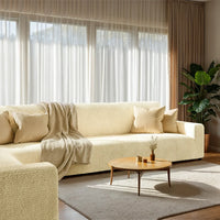 Corner Sofa Cover - Beige, Microfibra