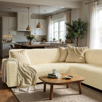 Corner Sofa Cover - Beige, Microfibra