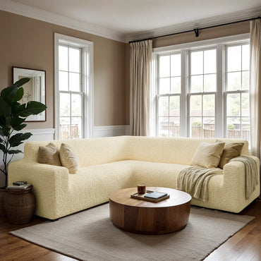 Corner Sofa Cover - Beige, Microfibra