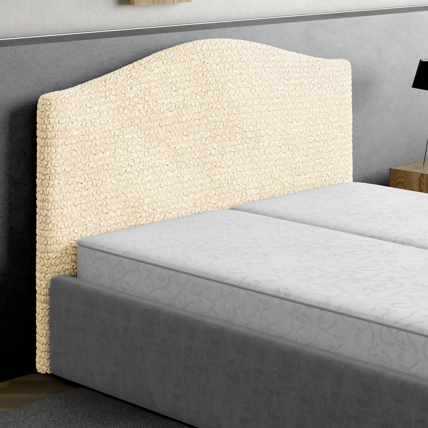 Bed Headboard & Frame Cover (Full/Queen)- Beige, Microfibra Collection