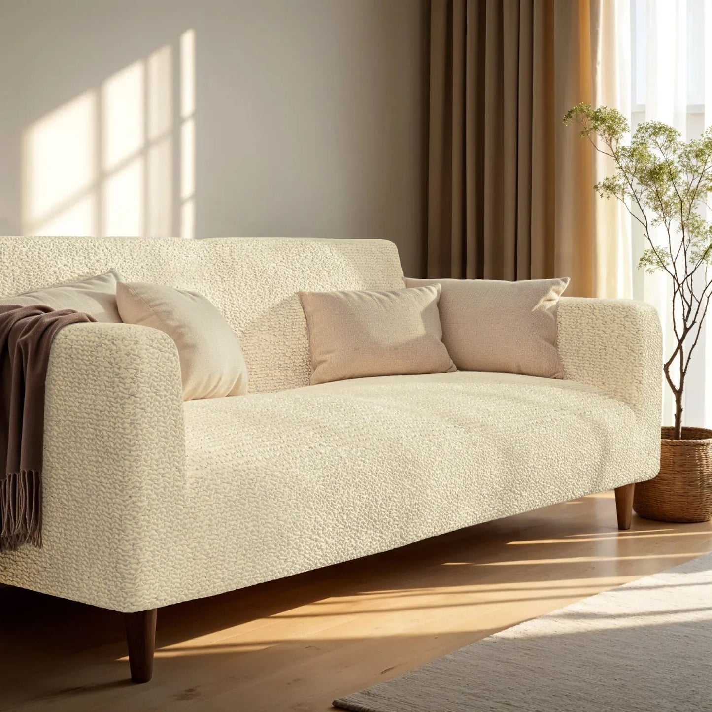 2 Seater Sofa Cover - Beige, Microfibra
