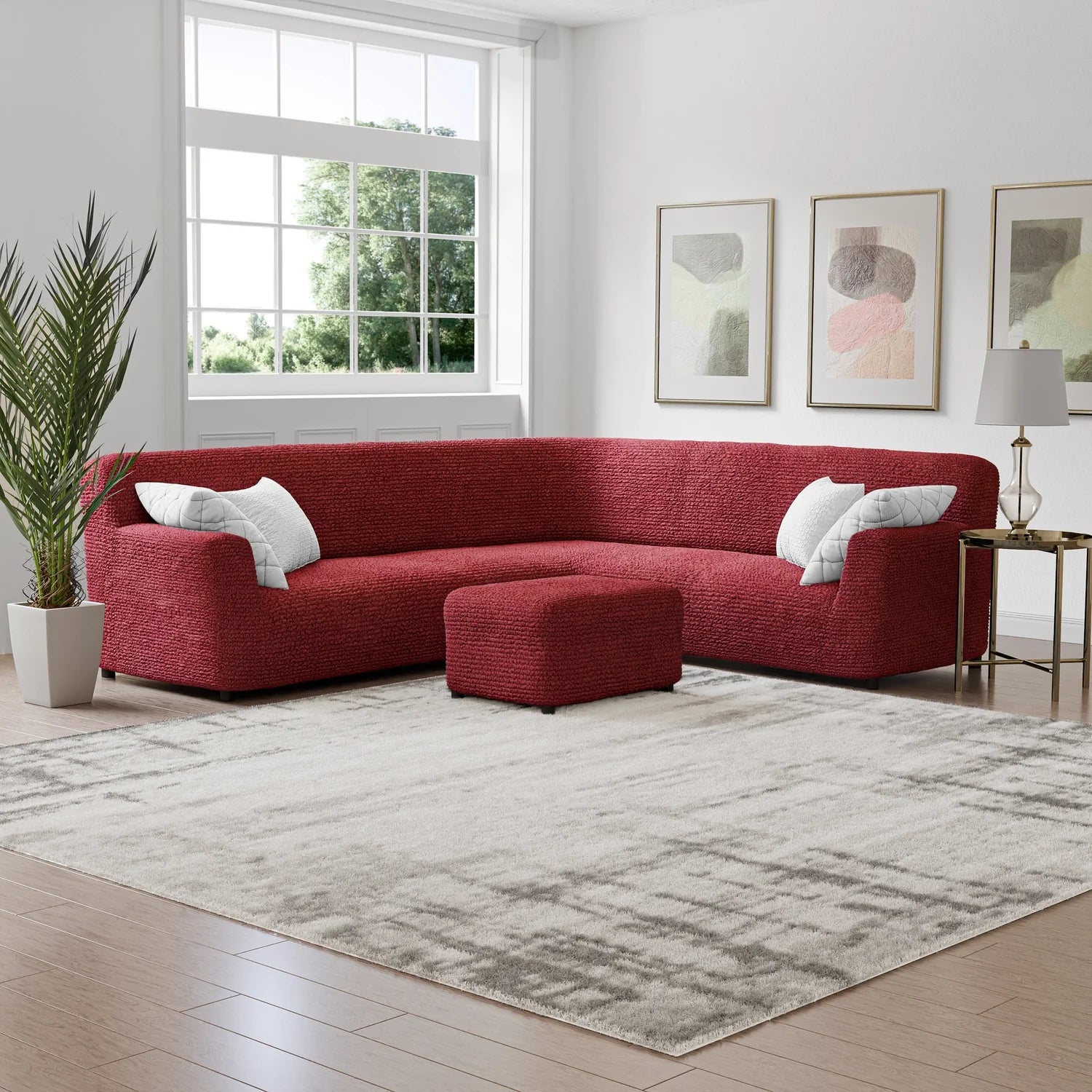 Corner Sofa Cover - Bordeaux, Microfibra