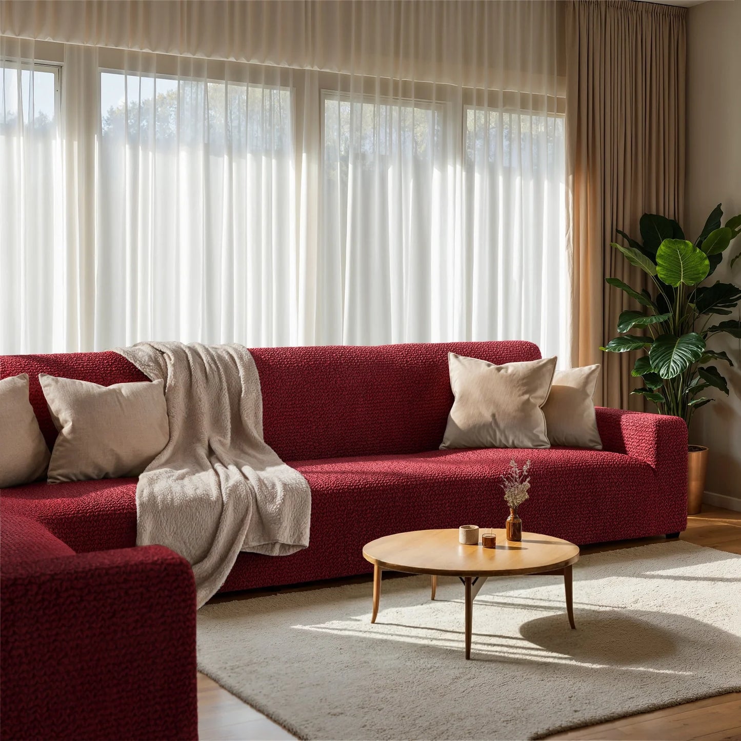 Corner Sofa Cover - Bordeaux, Microfibra