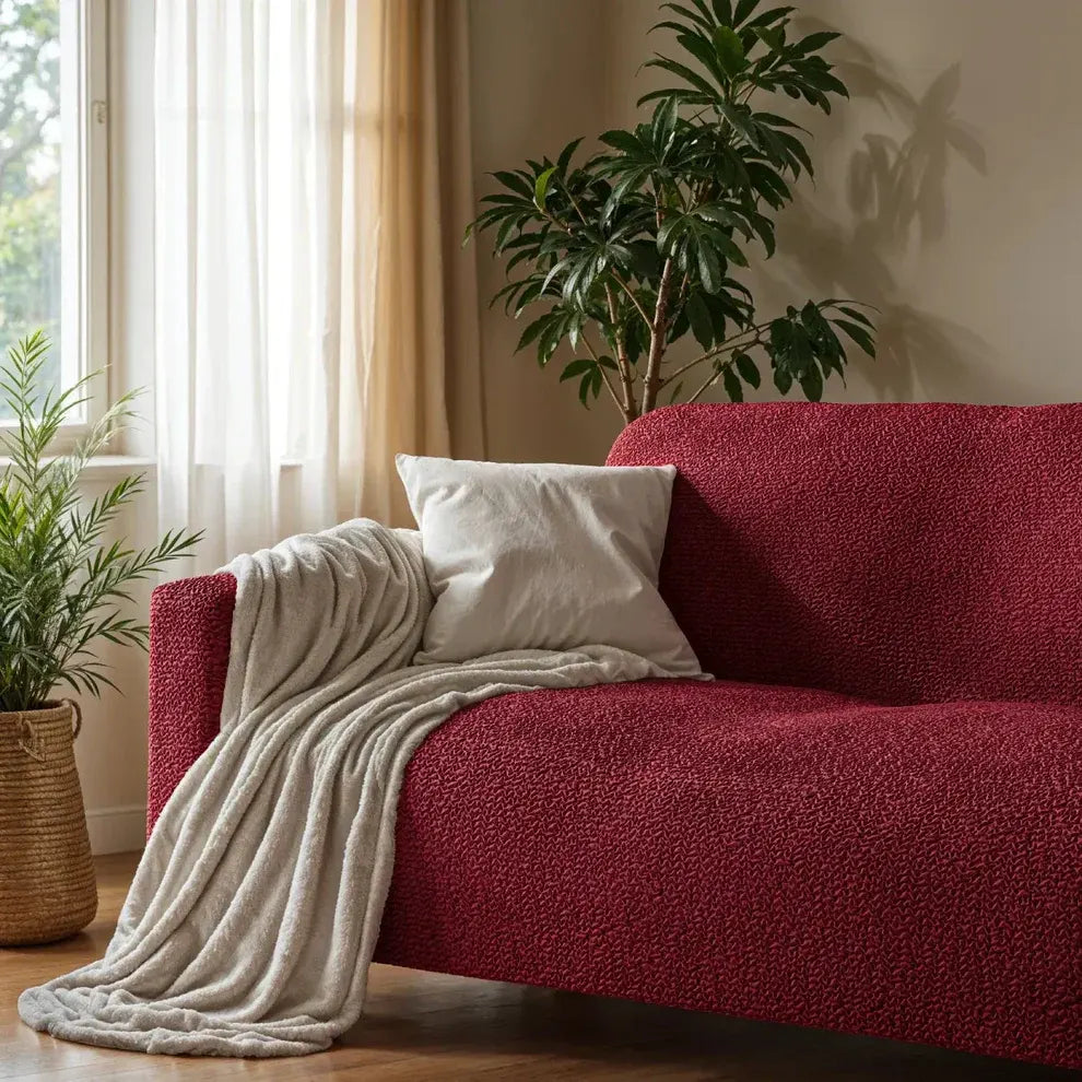 3 Seater Sofa Cover - Bordeaux, Microfibra