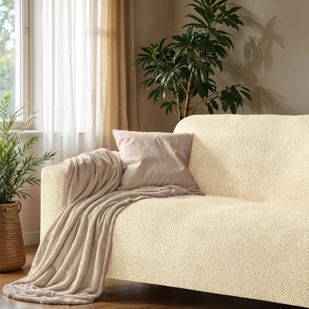 3 Seater Sofa Cover - Beige, Microfibra