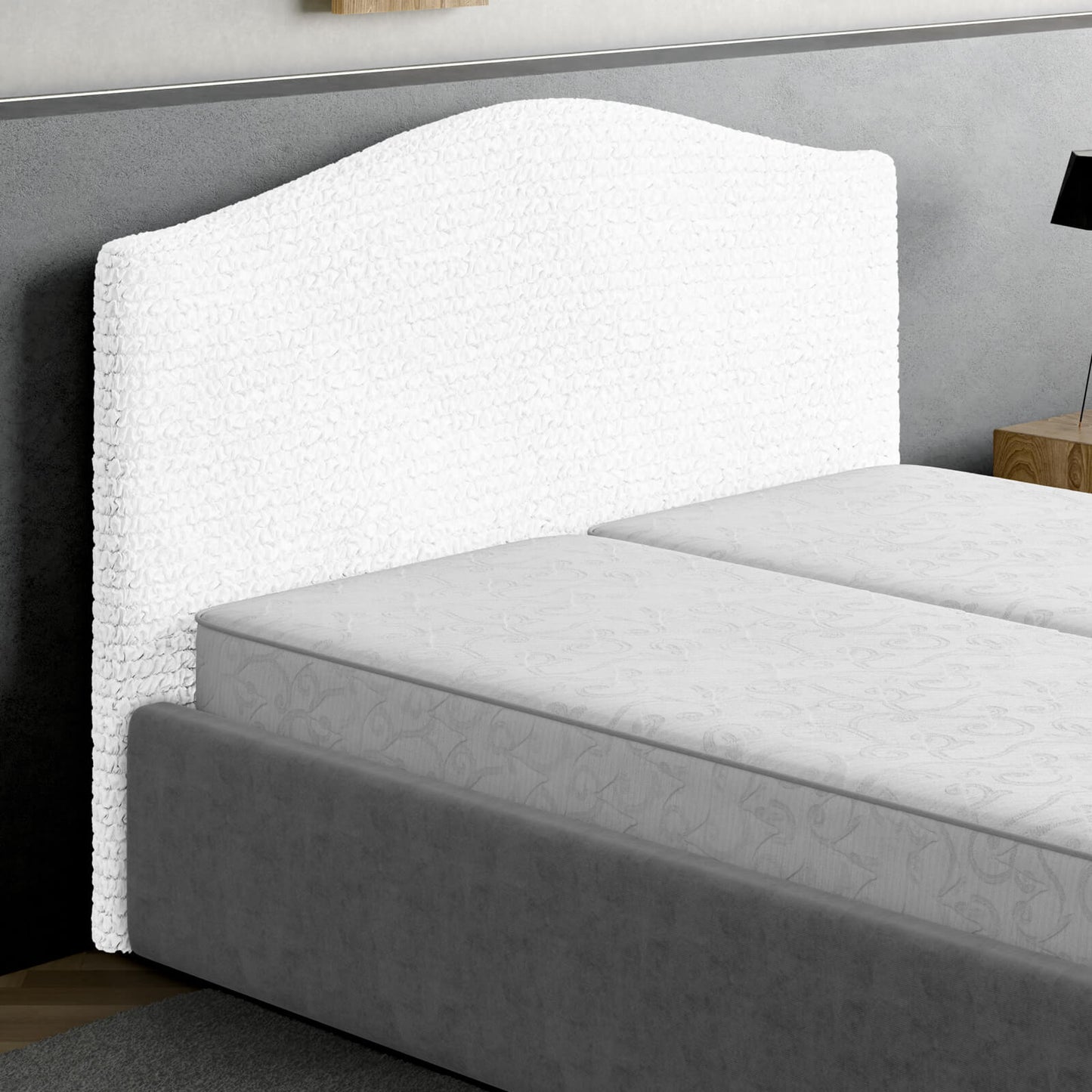 Bed Headboard & Frame Cover (Full/Queen)- White, Microfibra Collection