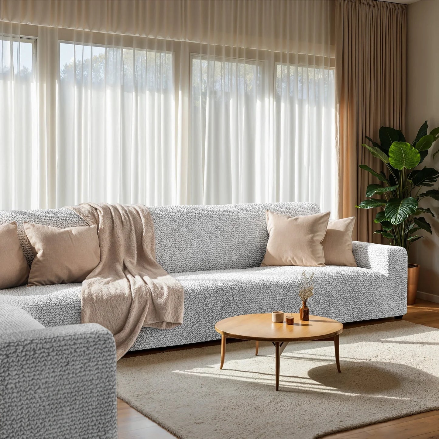 Corner Sofa Cover - Pearl, Microfibra