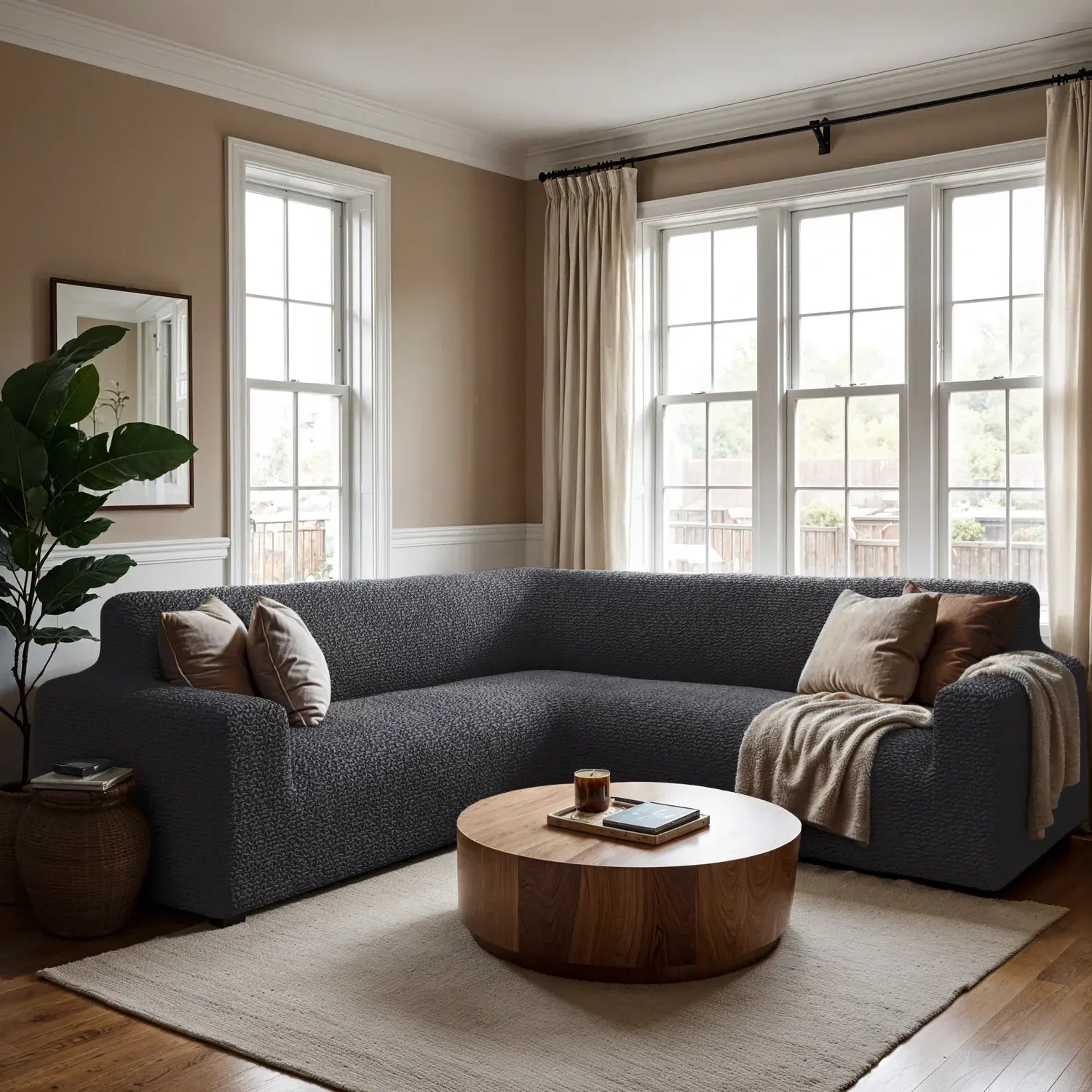 Housse de canapé d'angle - Anthracite, Microfibre
