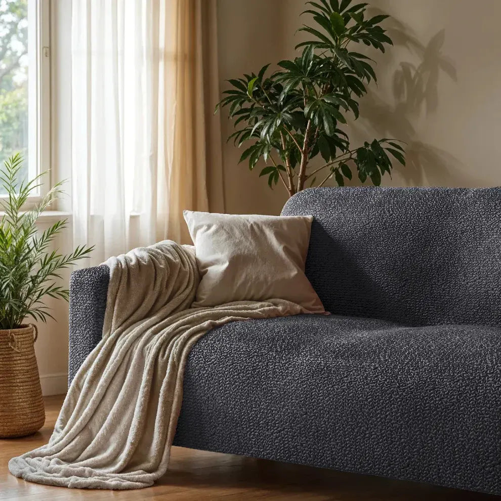 4 Seater Sofa Cover - Charcoal, Microfibra Collection