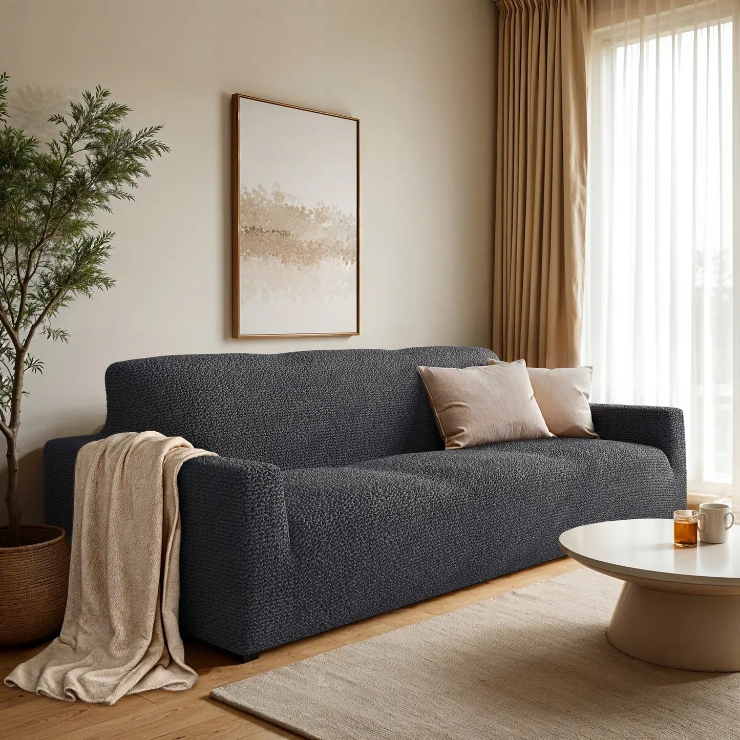 3 Seater Sofa Cover - Charcoal, Microfibra