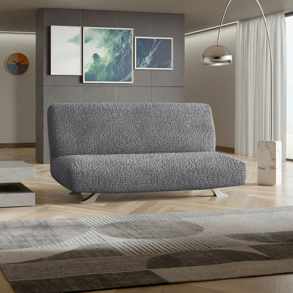 Futon Armless Sofa Bed Slipcover - Charcoal, Microfibra