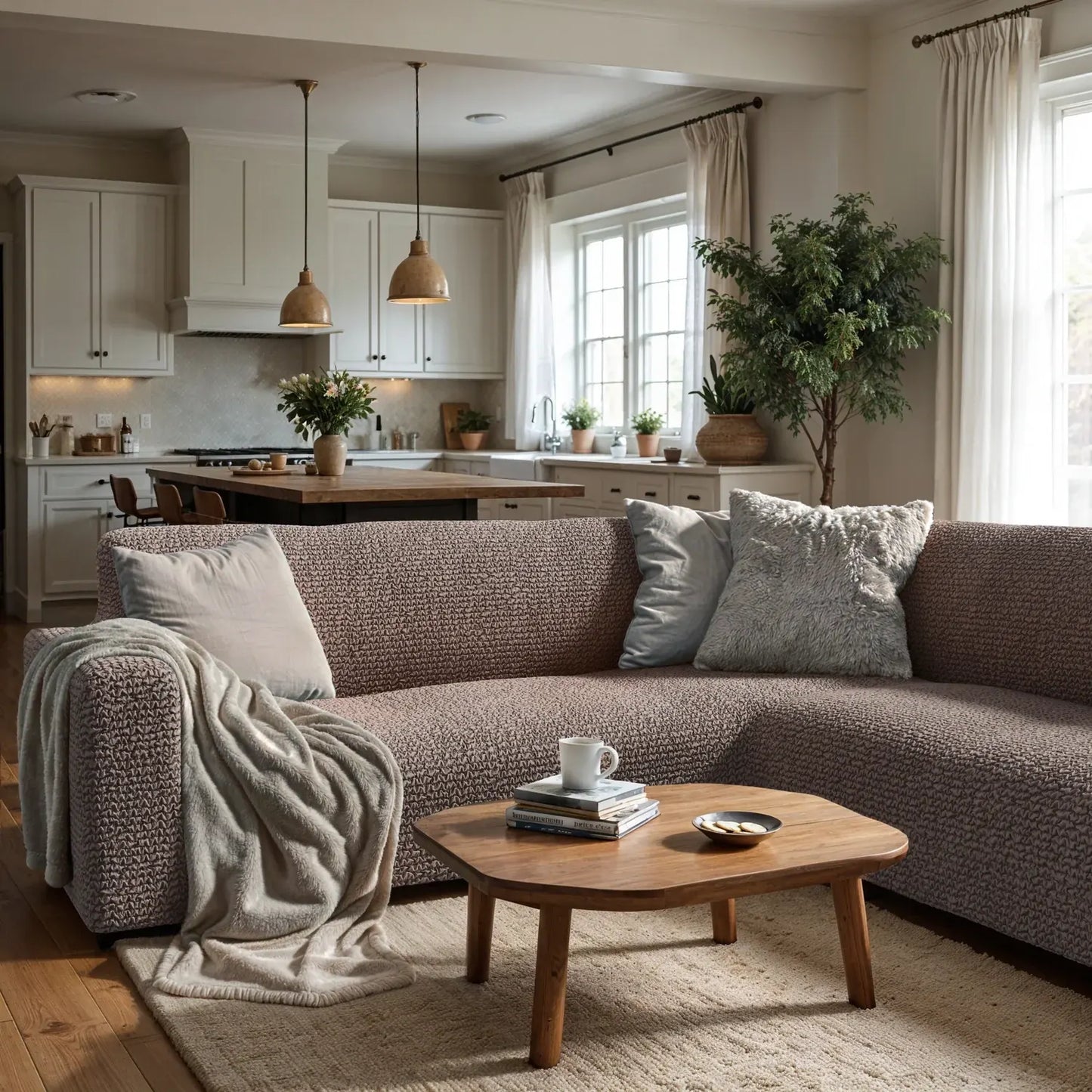 Corner Sofa Cover - Choco, Microfibra