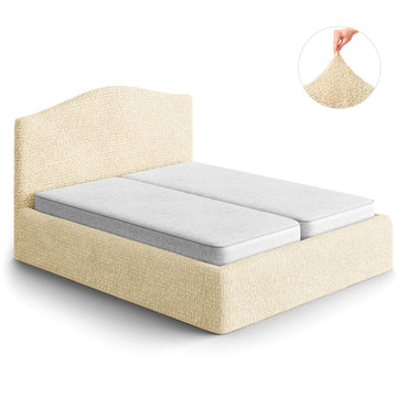 Bed Headboard & Frame Cover (Full/Queen)- Beige, Microfibra Collection