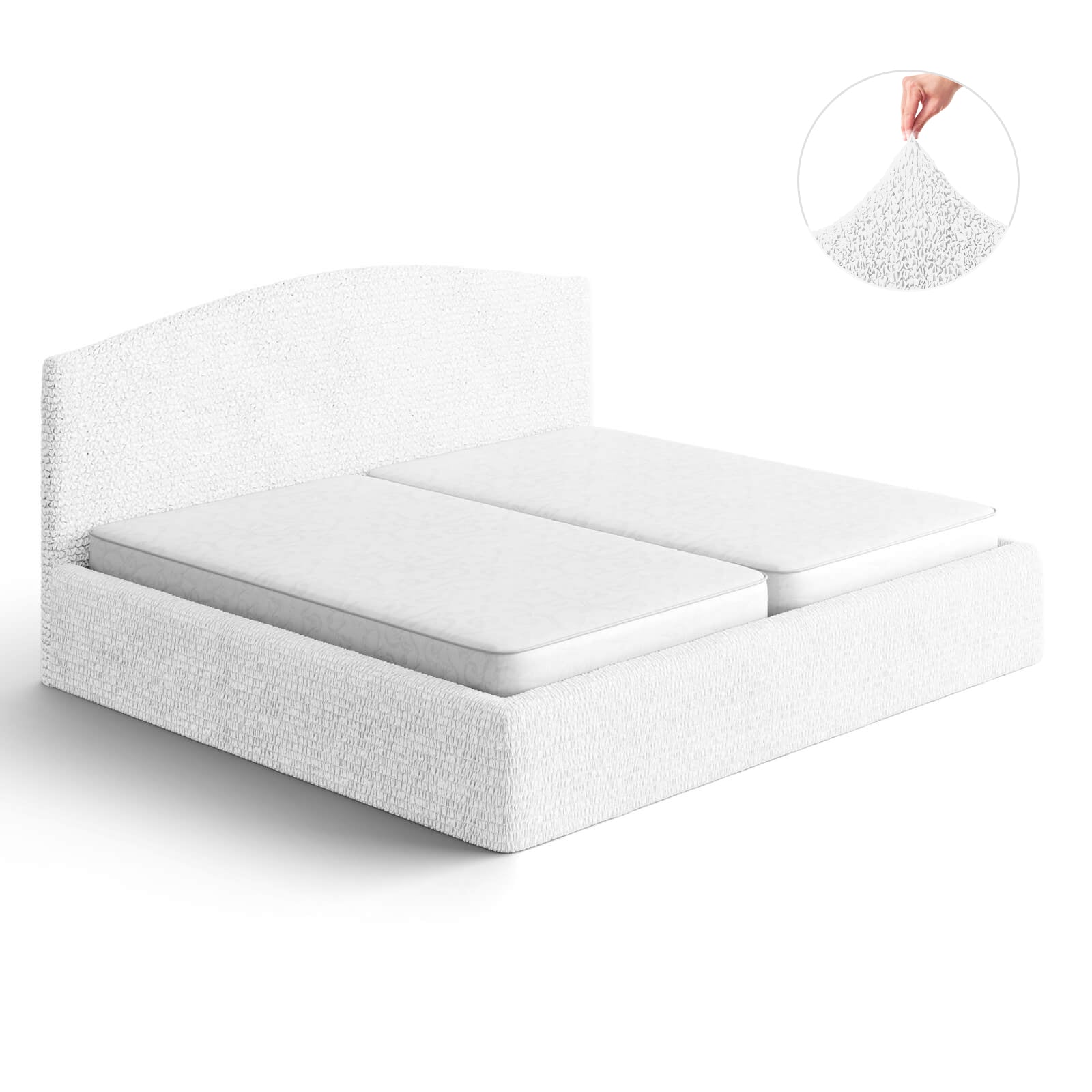 Bed Headboard & Frame Cover (Full/King)- White, Microfibra Collection