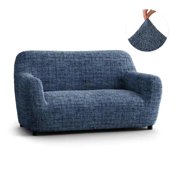 2 Seater Sofa Cover - Vittoria Blue, Microfibra Printed