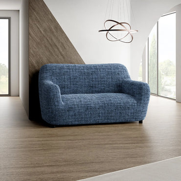 2 Seater Sofa Cover - Vittoria Blue, Microfibra Printed