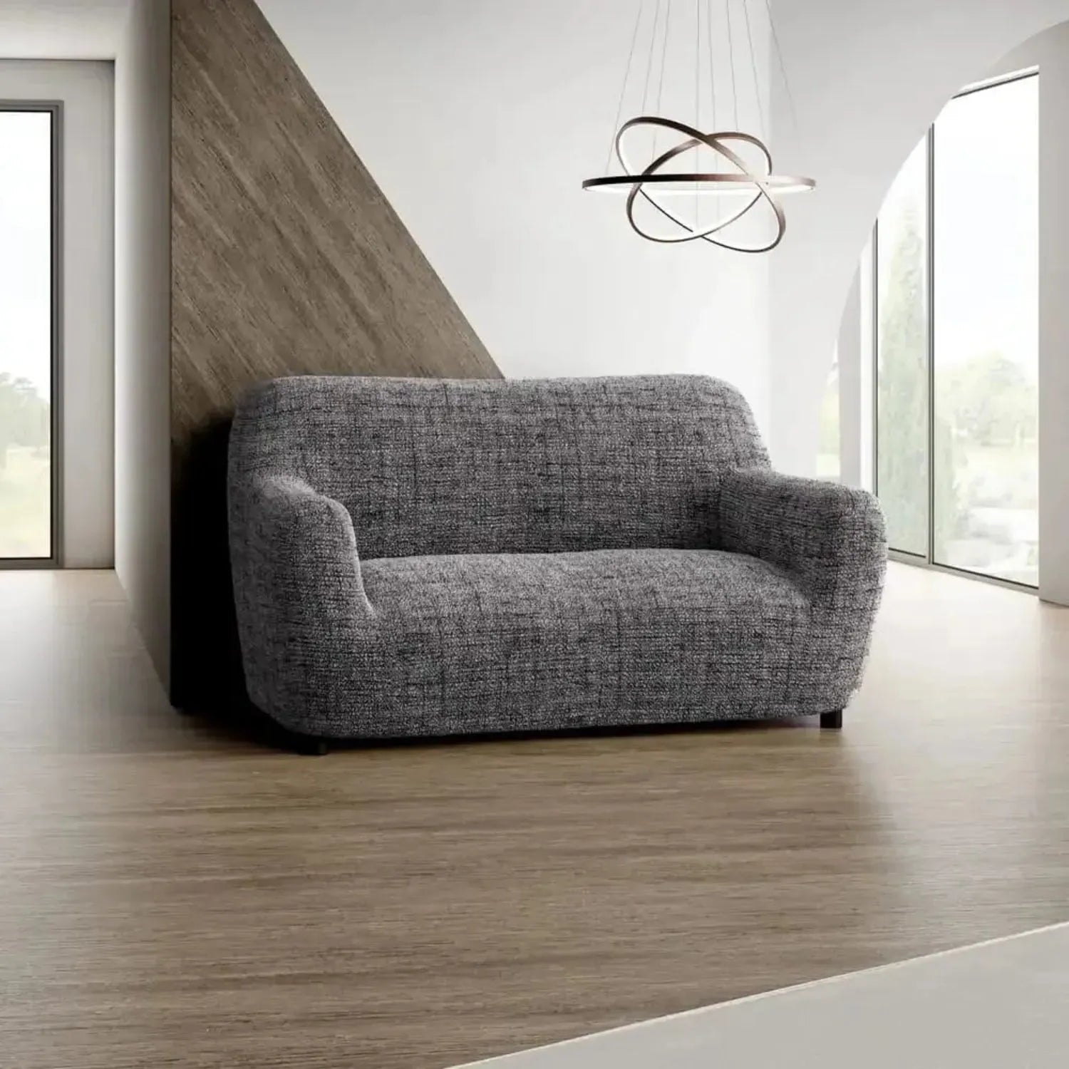 2 Seater Sofa Cover - Vittoria Grey, Microfibra Printed