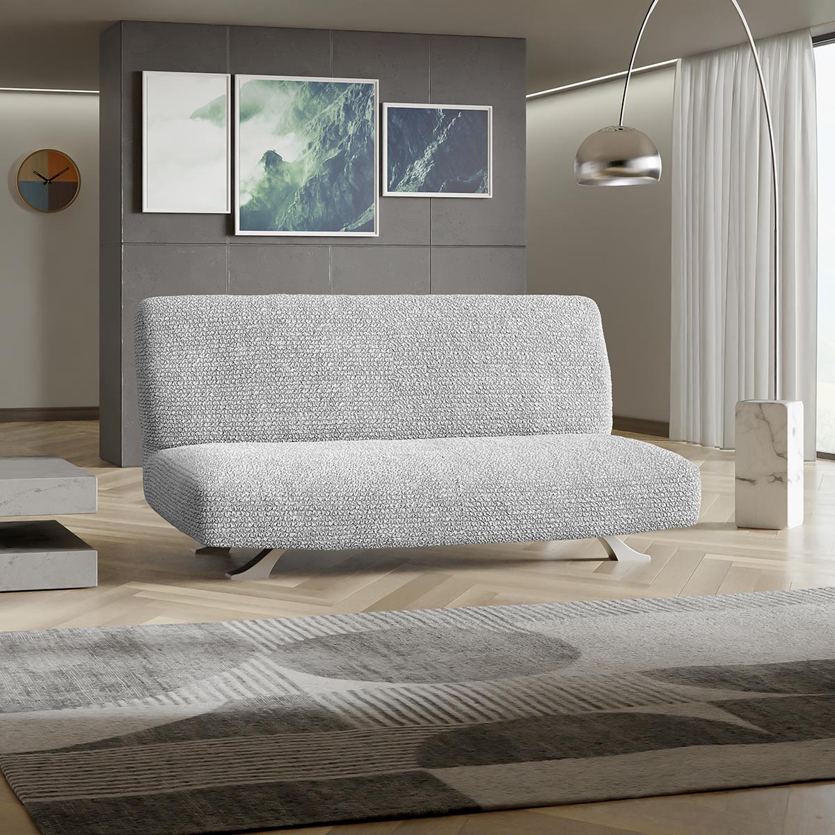 Futon Armless Sofa Bed Slipcover - Pearl, Microfibra