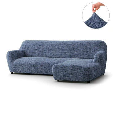 L-Shaped Sofa Cover (Right Chaise) - Vittoria Blue, Microfibra Printed Collection