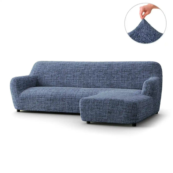 L-Shaped Sofa Cover (Right Chaise) - Vittoria Blue, Microfibra Printed Collection