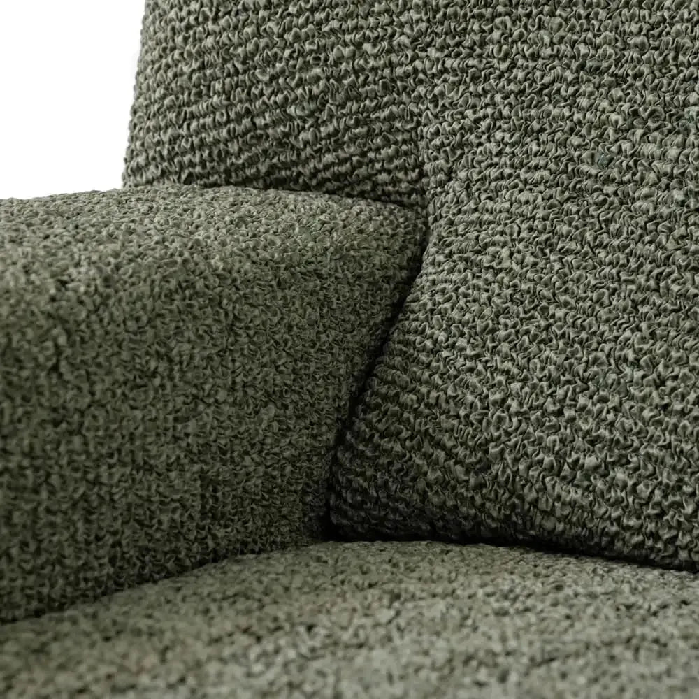 Housse de canapé en L (méridienne gauche) - Vert Vittoria, Collection Microfibre Imprimée