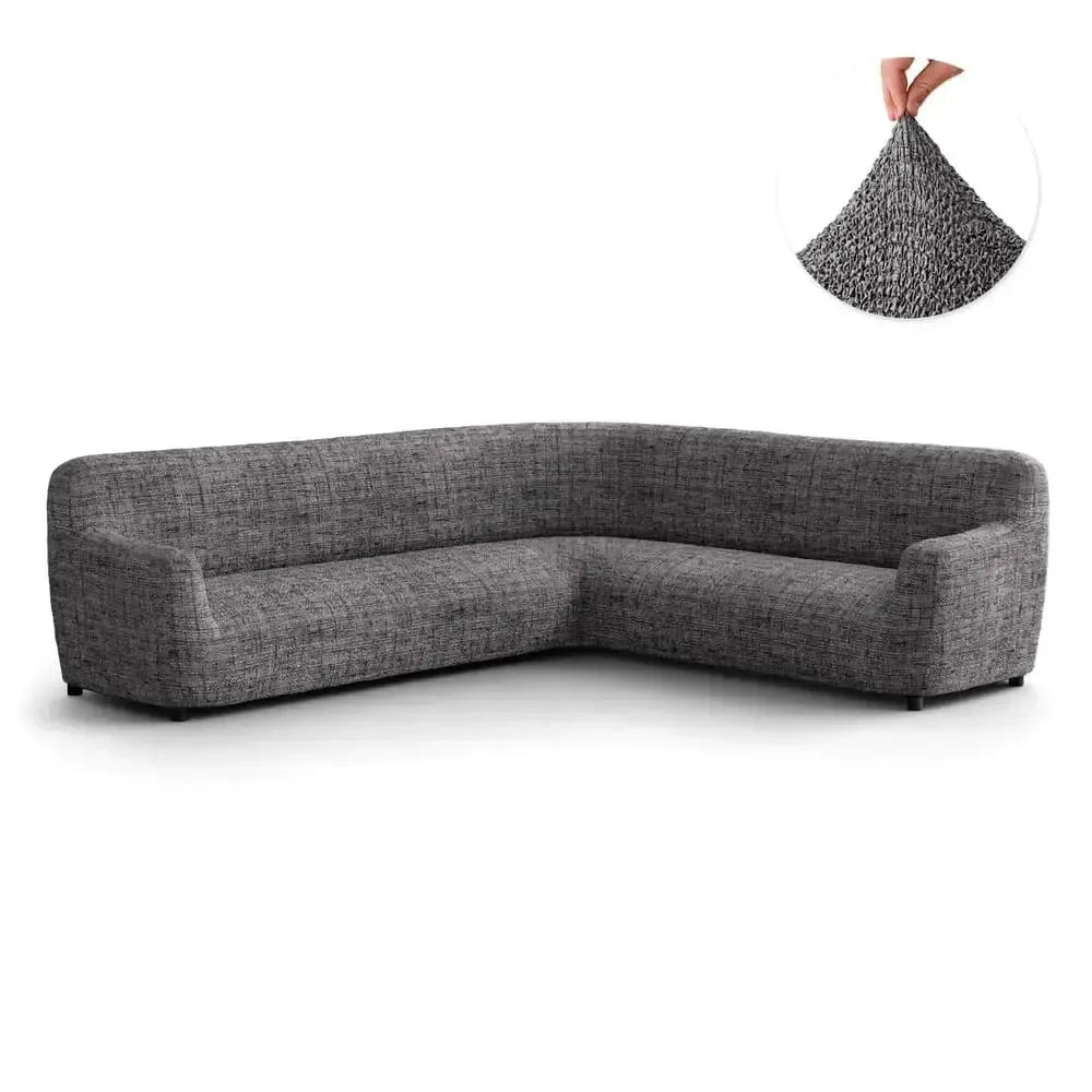 Housse de canapé d'angle - Gris Vittoria, imprimé en microfibre