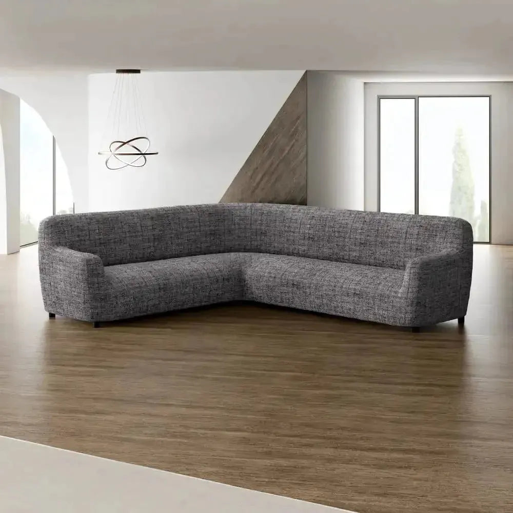 Housse de canapé d'angle - Gris Vittoria, imprimé en microfibre