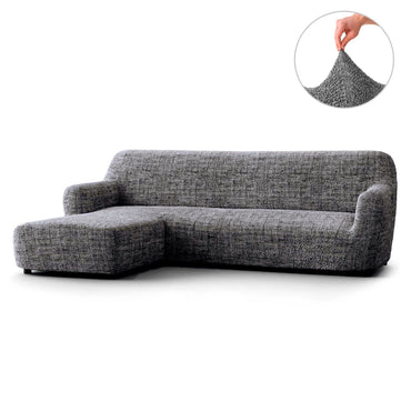 L-Shaped Sofa Cover (Left Chaise) - Vittoria Grey, Microfibra Printed Collection