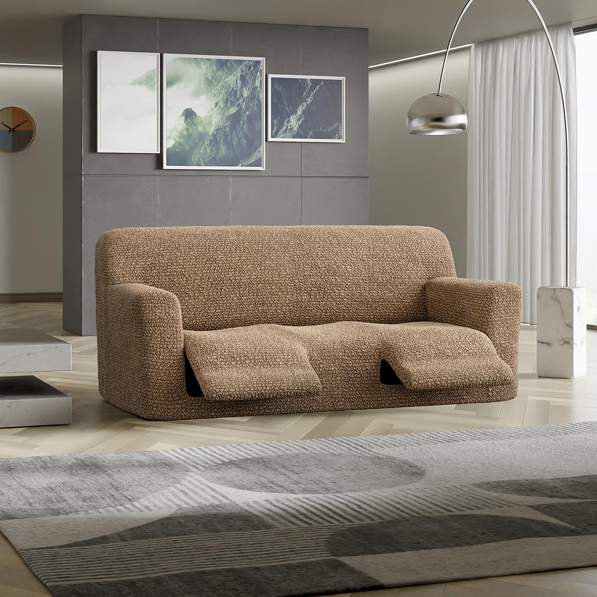 3 Seater Recliner Sofa Cover - Latte, Microfibra