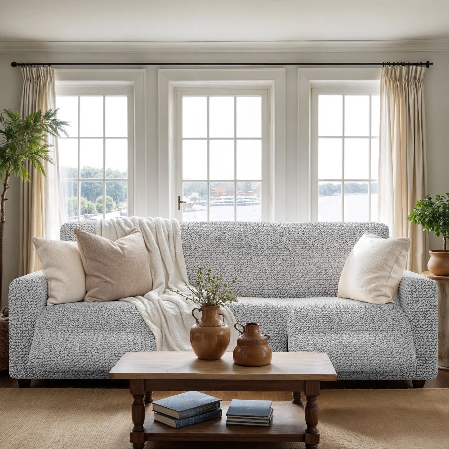 3 Seater Recliner Sofa Cover - Pearl, Microfibra