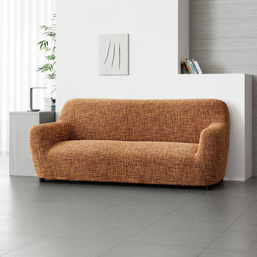 3 Seater Sofa Cover - Graffio Orange, Microfibra Printed