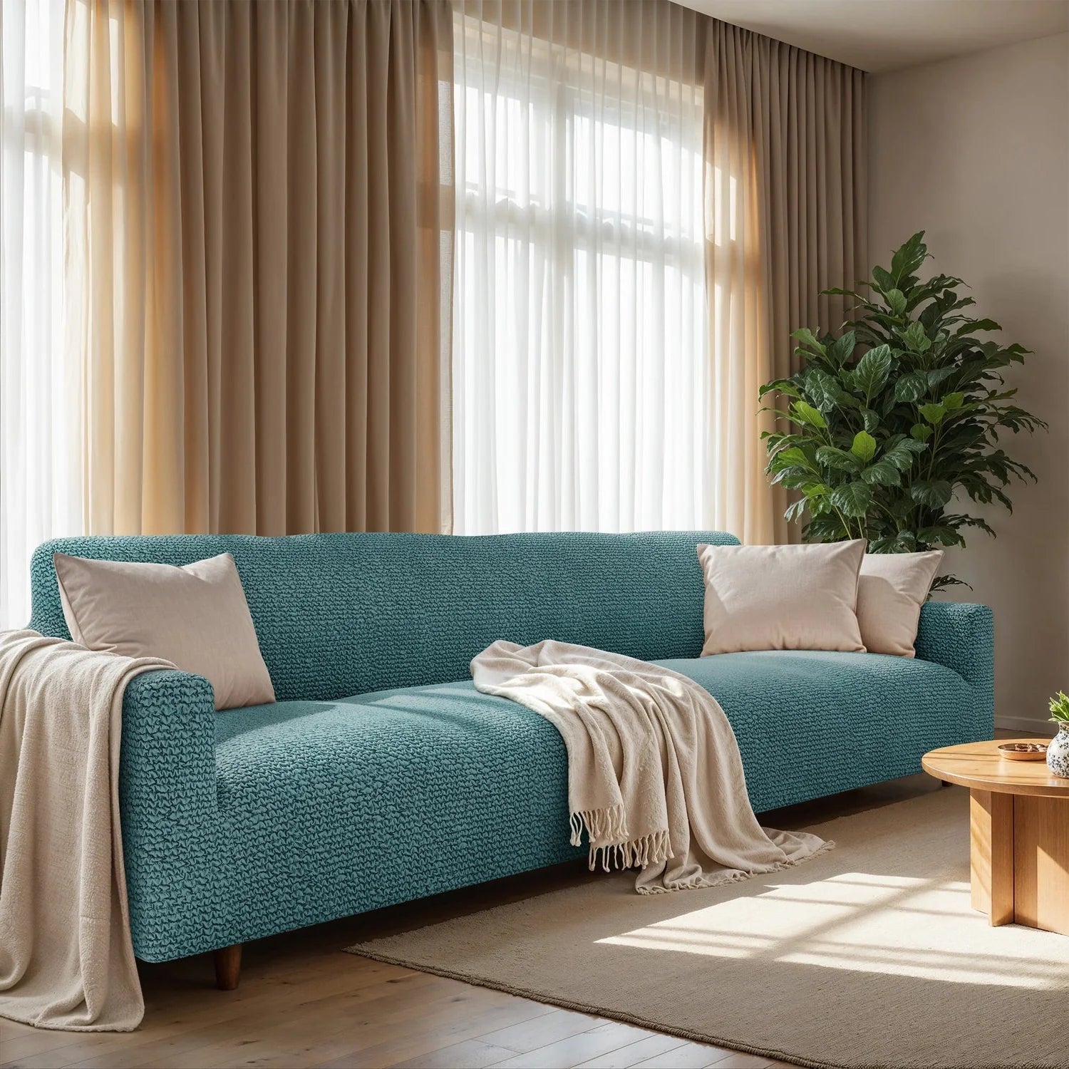 3 Seater Sofa Cover - Tiffany Blue, Microfibra