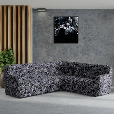 Corner Sofa Cover - Grey, Fuco Velvet