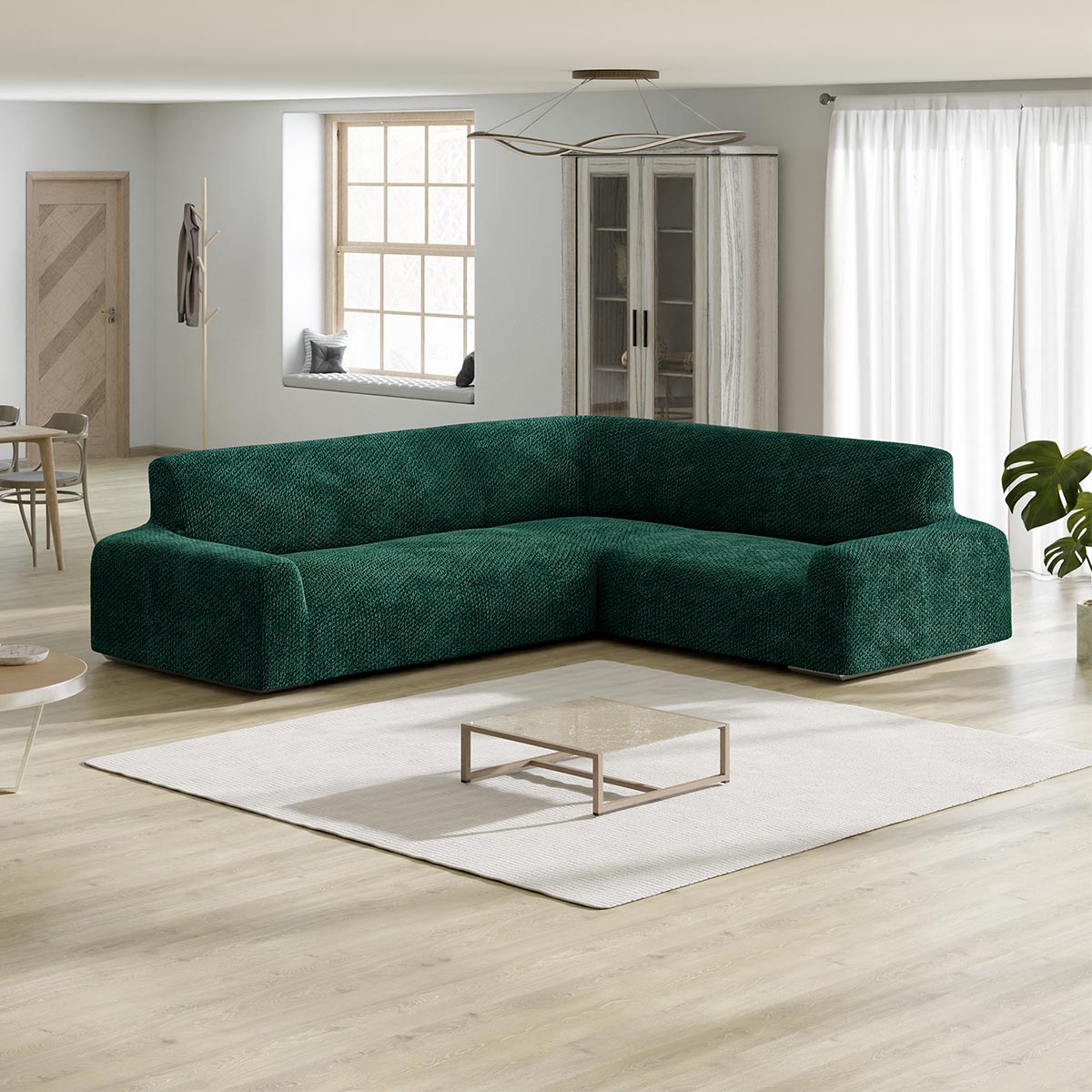 Housse de canapé d'angle - Vert, Collection Velours