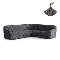 Corner Sofa Cover - Grey, Fuco Velvet