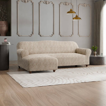 L-Shaped Sofa Cover (Left Chaise) - Vento, Jacquard 3D Collection