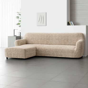 L-Shaped Sofa Cover (Left Chaise) - Graffio Beige, Microfibra Printed Collection