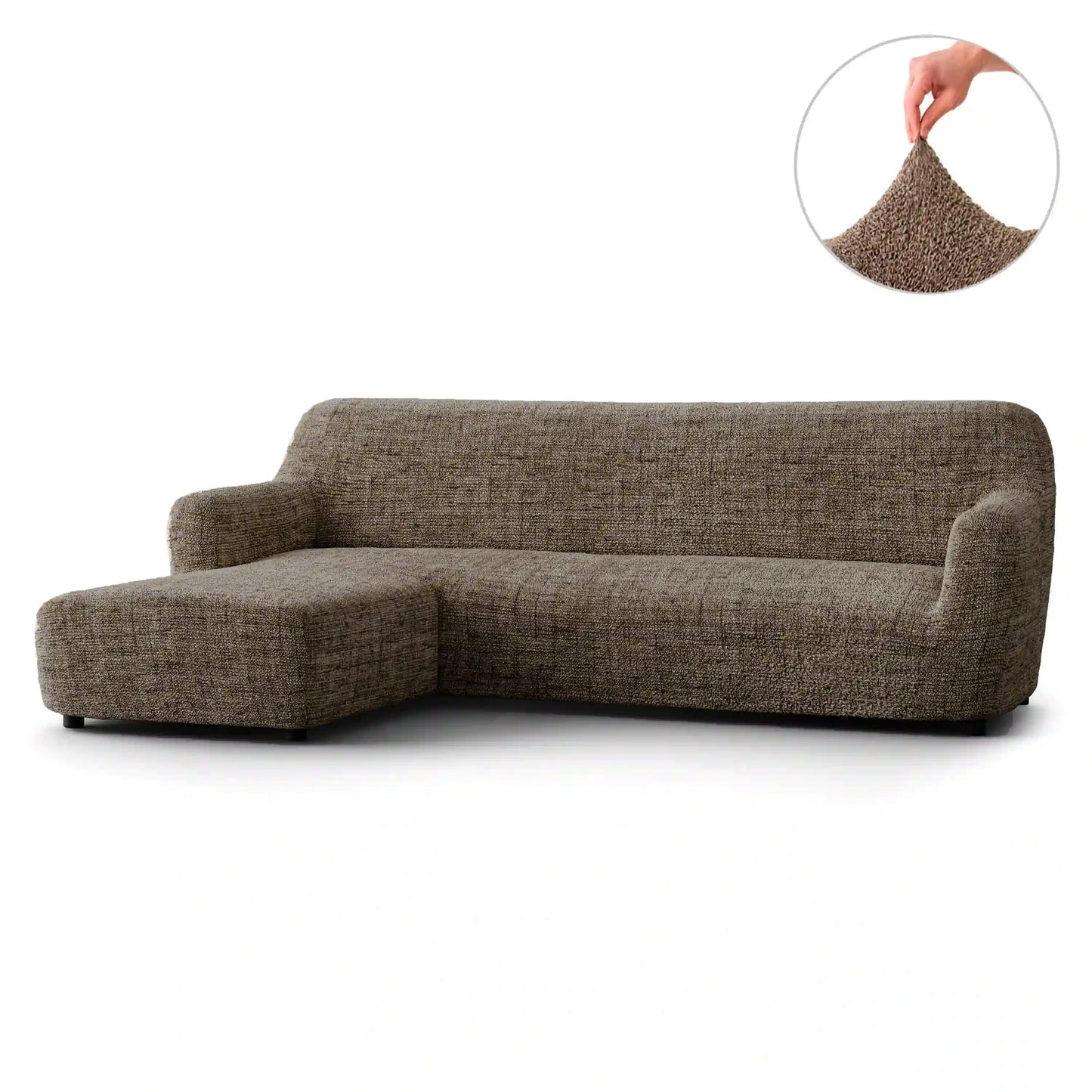 L-Shaped Sofa Cover (Left Chaise) - Vittoria Latte, Microfibra Printed Collection