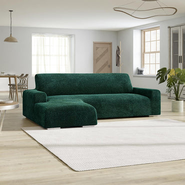 Housse de canapé en L (méridienne gauche) - Vert, Collection Velvet