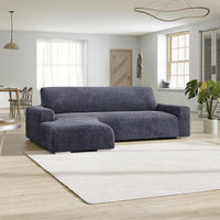 L-Shaped Sofa Cover (Left Chaise) - Grey, Velvet Collection