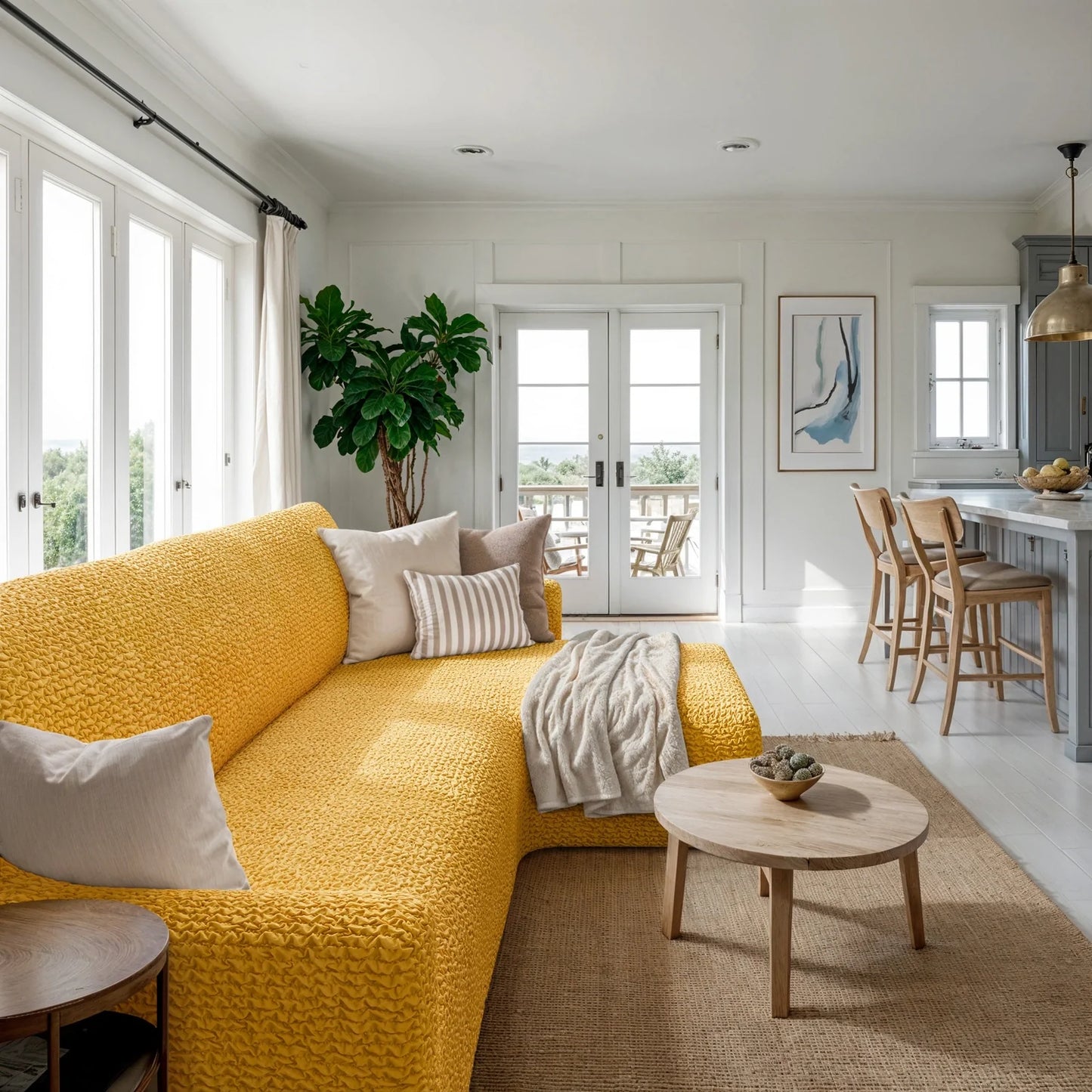 Housse de canapé en L (méridienne droite) - Mango, collection Microfibra