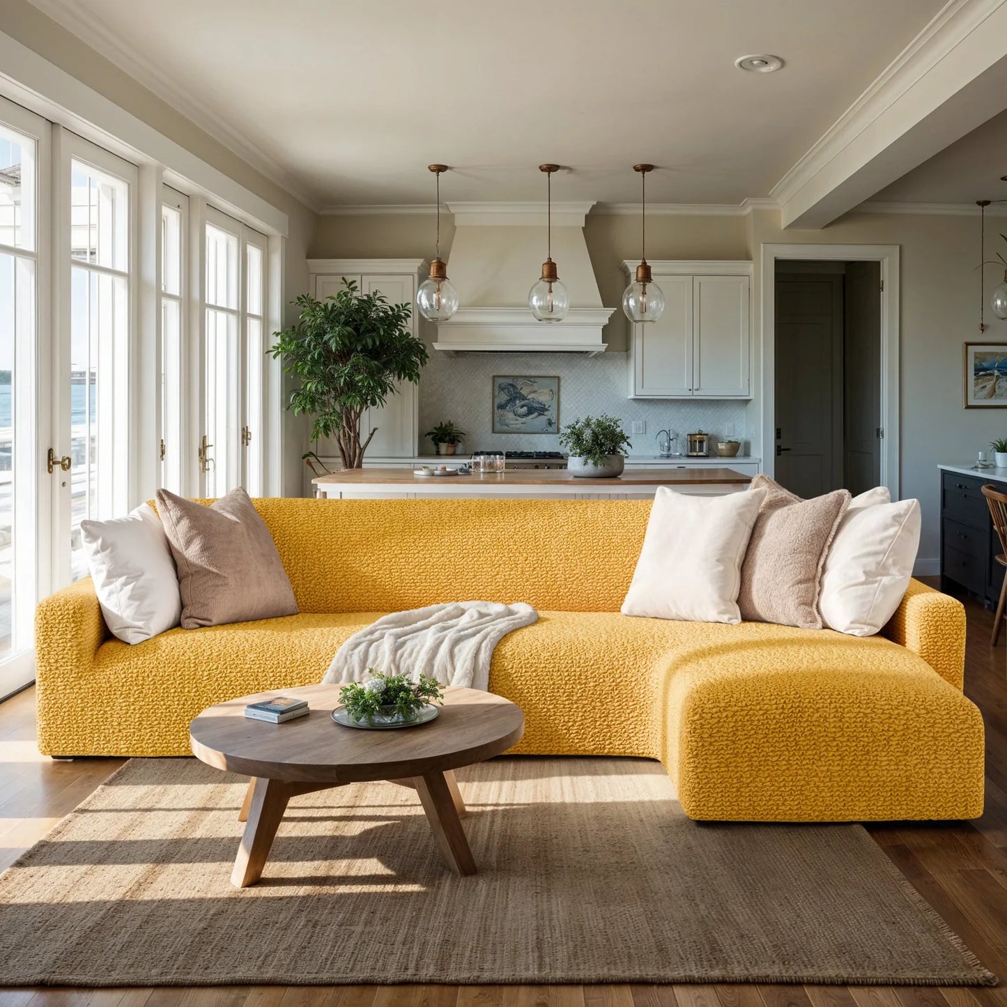 Housse de canapé en L (méridienne droite) - Mango, collection Microfibra