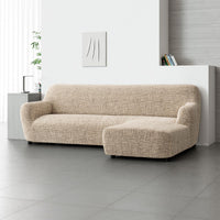 L-Shaped Sofa Cover (Right Chaise) - Graffio Beige, Microfibra Printed Collection