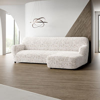 L-Shaped Sofa Cover (Right Chaise) - Vittoria White, Microfibra Printed Collection