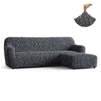 L-Shaped Sofa Cover (Right Chaise) - Grey, Fuco Velvet