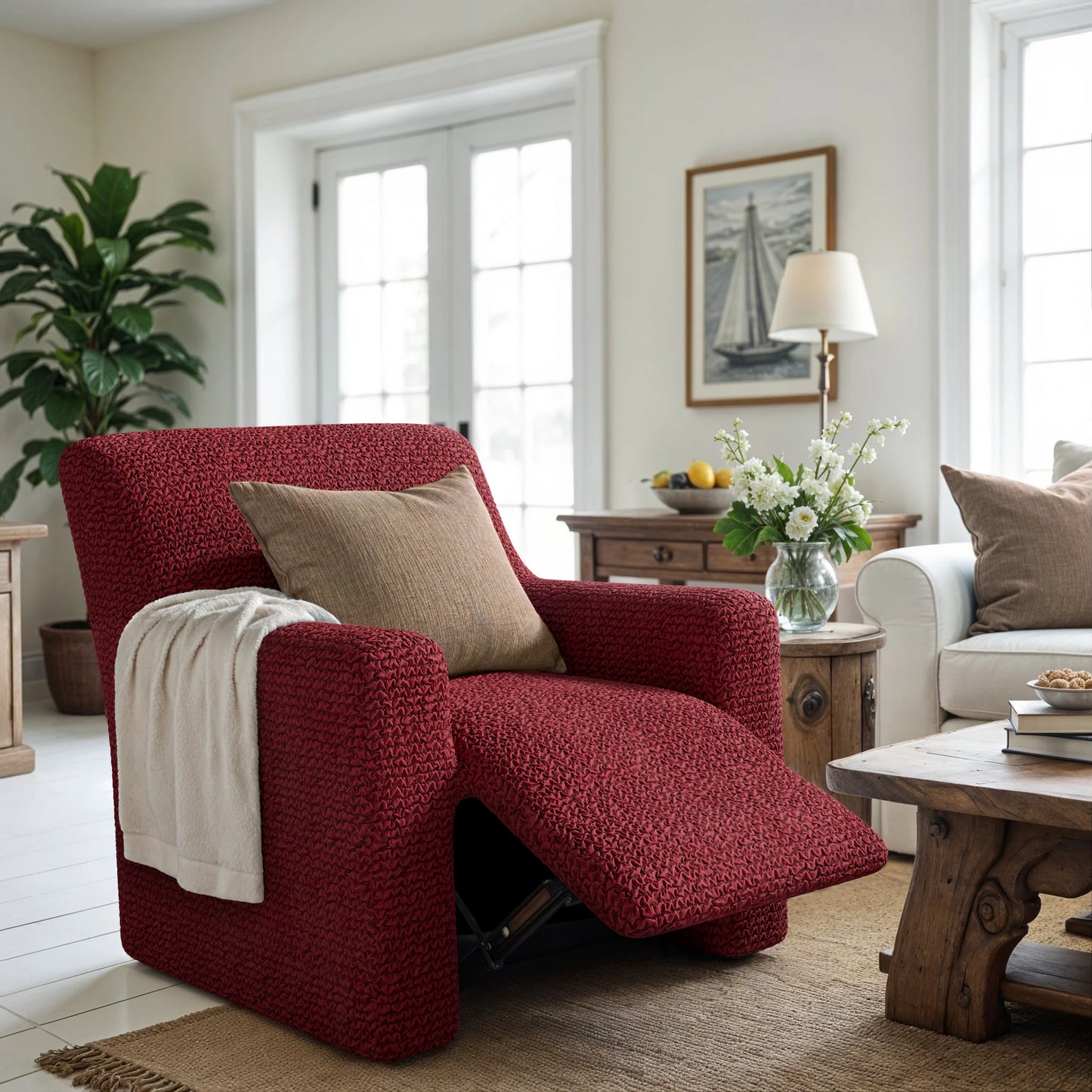 Recliner Chair Cover - Bordeaux, Microfibra